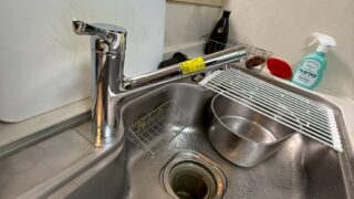 東住吉区 K様邸 キッチン水栓交換工事 TOTOシングルレバー混合栓TKS05305JA